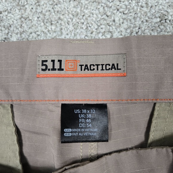 5.11 Tactical Fast-Tac Pants Mens 38x32 Khaki Tan Ripstop Chino 74461-055 - Picture 2 of 13